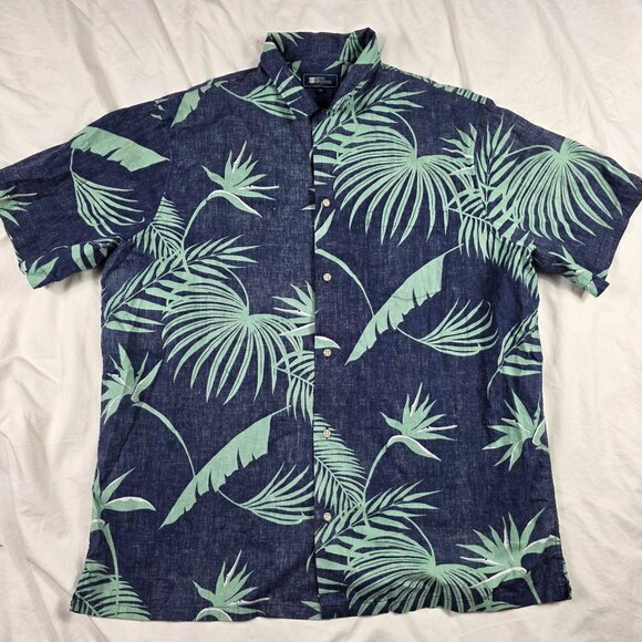 Reyn Spooner Mens Size XL Blue Green Tropical Print Short Sleeve Button Shirt - Picture 1 of 9